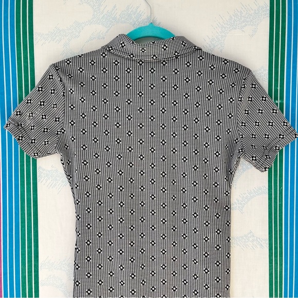 Vintage 90s Y2K Zip Front Plaid Daisy Mini Dress academia club extra small - Picture 10 of 10